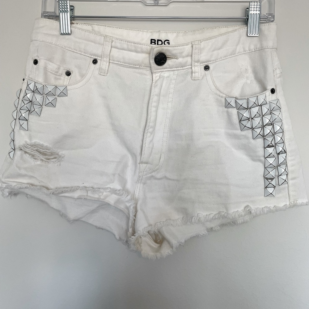 High waist white jean shorts